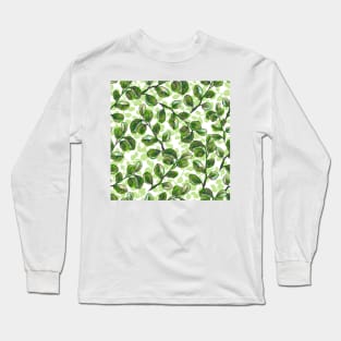 Green Leaves Illustration Long Sleeve T-Shirt